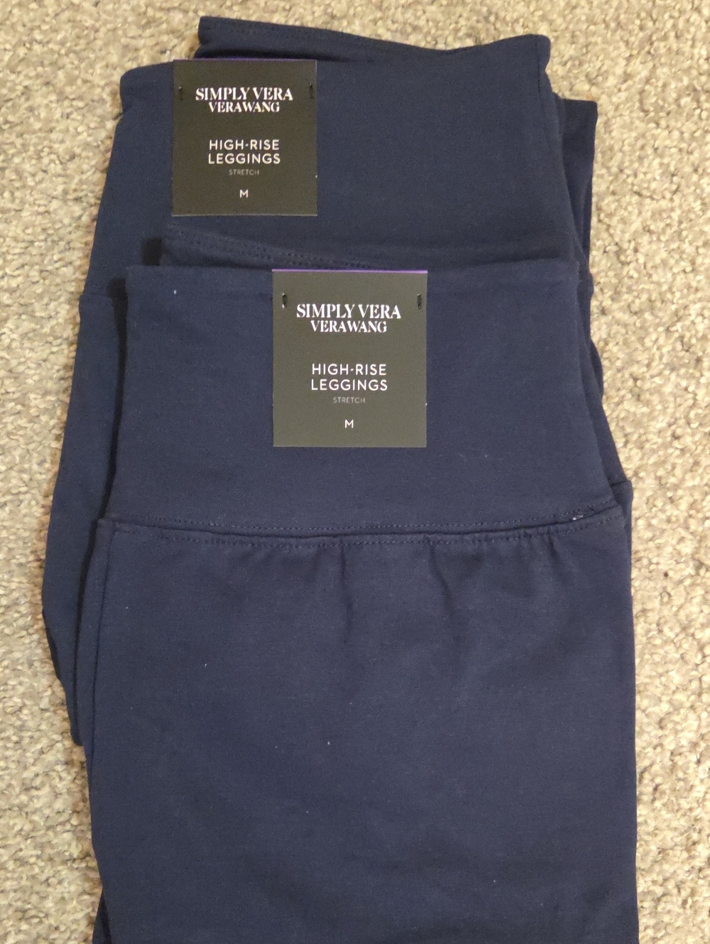 Simply Vera 2 Pair Vera Wang Navy High Waist Stretch Leggings Duo Medium NWT